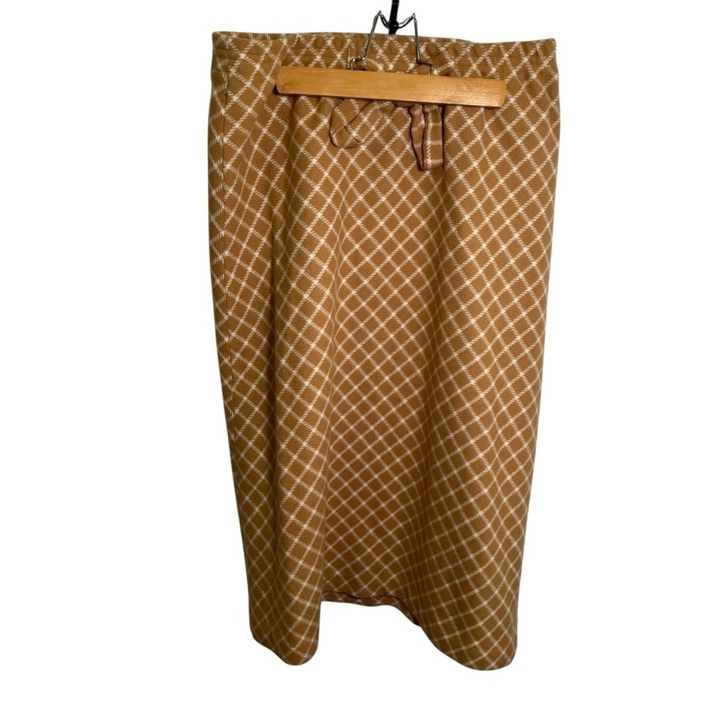 Vintage Summit Sportswear Company Women's Size 12 Midi Skirt Tan White Diamond